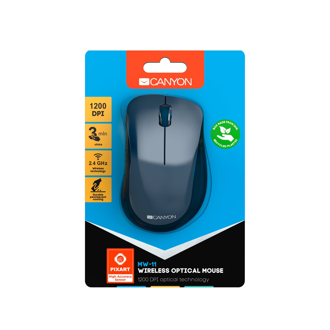Canyon Raton Mw-11 Wireless 3 Botones Pixart Sensor Azul Claro