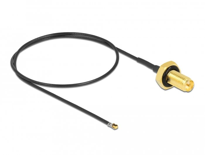 Delock Antennencable Rp-Sma Buchse Zum Einbau Zu Mhf 4l Lk Stecker 1.37 35cm Gewindelnge 10mm Spritzwassergeschtzt