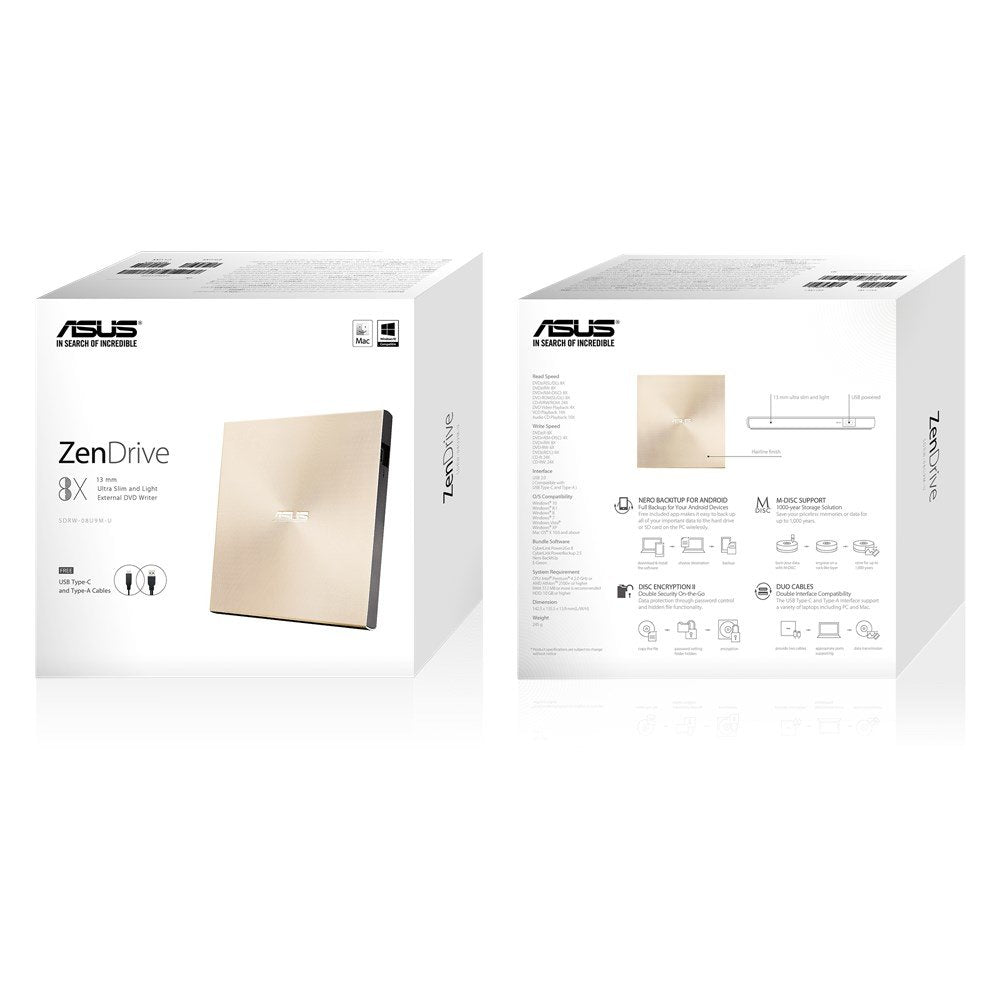 EAN 0889349714614 - ASUS ZenDrive U9M unidad de disco óptico DVD±RW Oro imagen 6