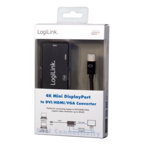 Logilink Cv0110 Adaptador De Cable Mini Displayport Displayport Gris
