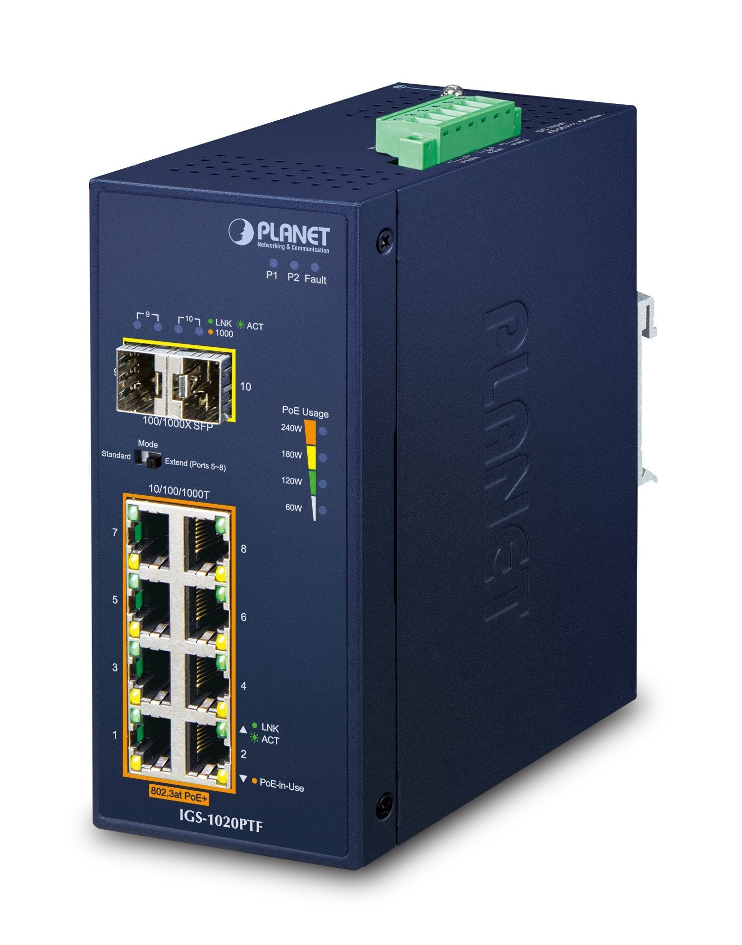 EAN 4711605284943 - PLANET IP30 Ind 8-P 10/100/1000T No administrado Gigabit Ethernet (10/100/1000) Energía sobre Ethernet (P imagen 1