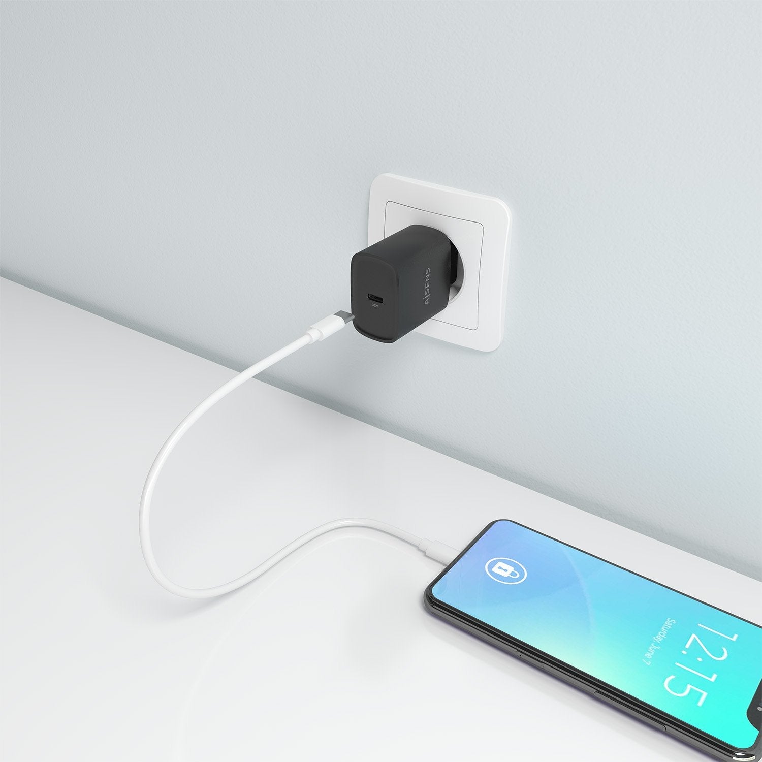 Aisens Cargador Gan 30w, 1xusb-C Pd3.0, Negro