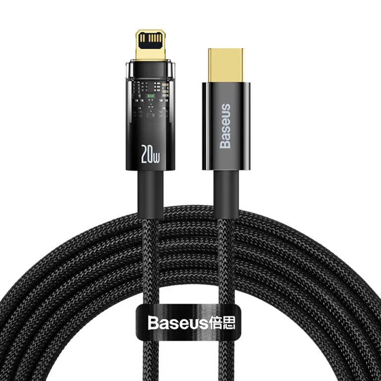 Explorer Series Auto Power-Off Fast Charging Data Cable Type-C To Ip 20w 1m Black