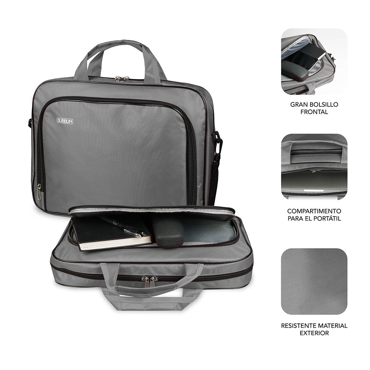 EAN 8436586741242 - SUBBLIM SUB-LB-1OLB031 maletines para portátil 35,6 cm (14") Maletín Toploader Gris imagen 2