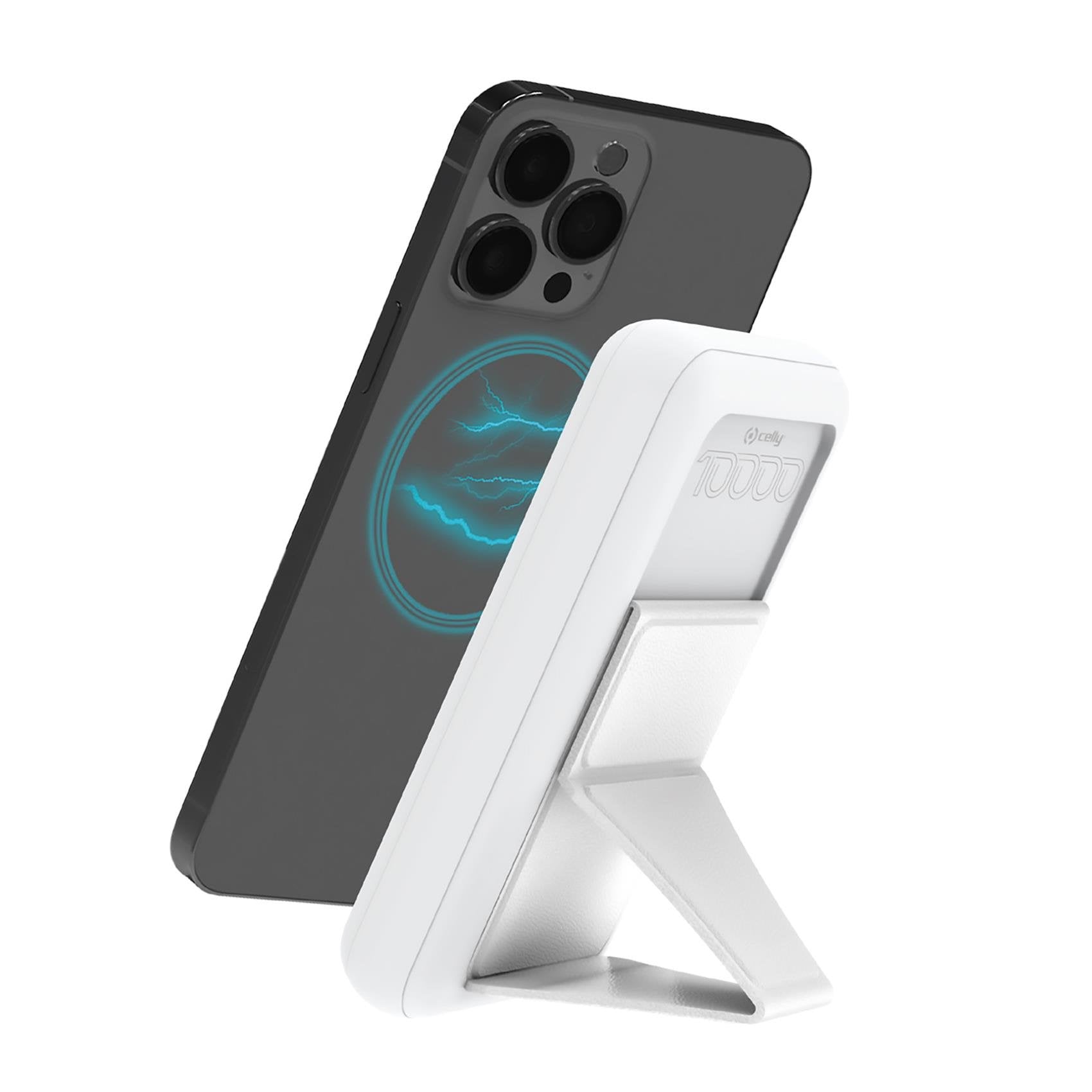 Power Bank Celly Magpb10000wh Batería Externa 10000 Mah Cargador Inalámbrico Blanco