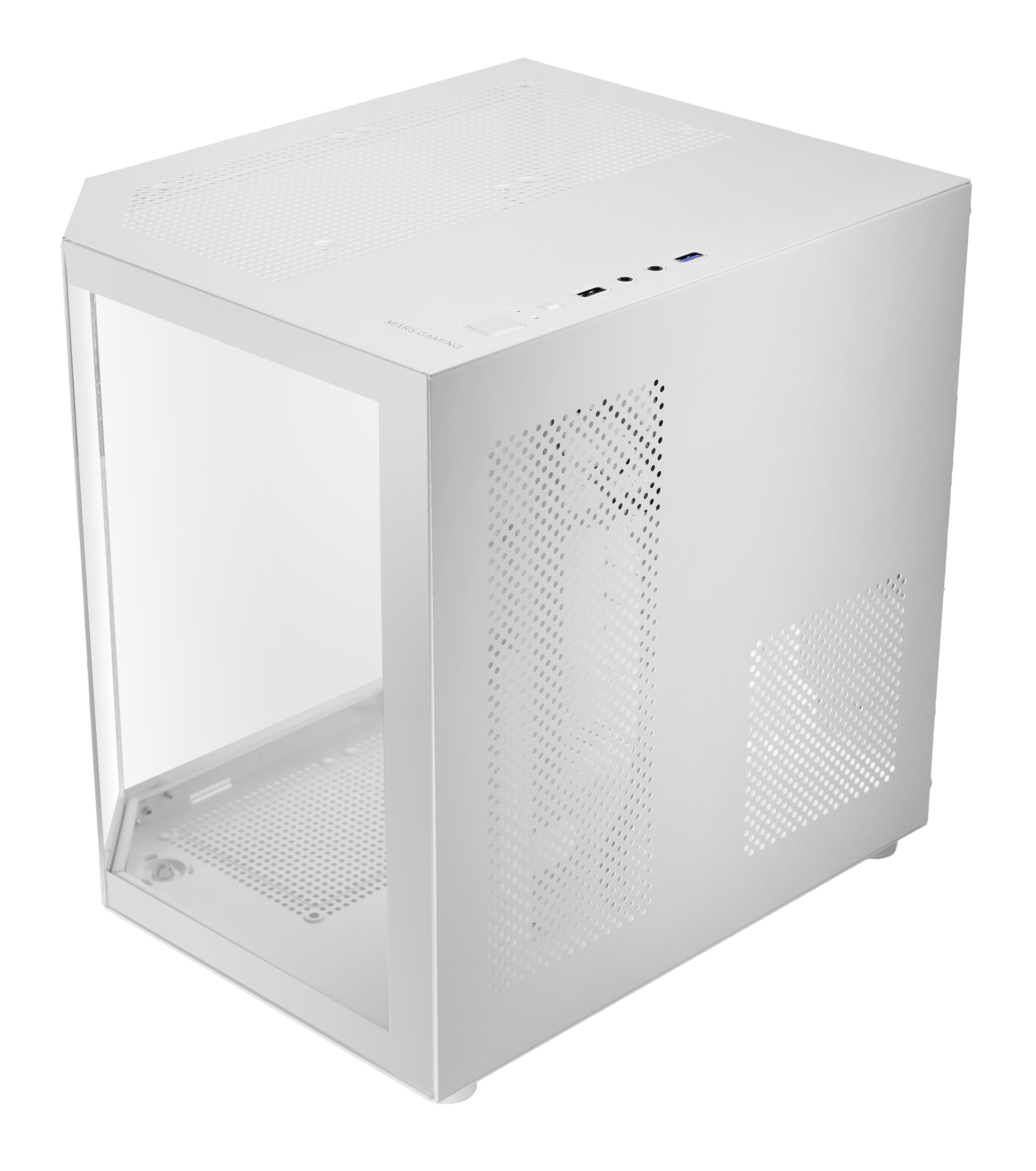 Caja Minitorre Atx Mc-3tlite Blanco Mars Gaming 337×276×342 Mm / 3.5 Kg / Cristal Templado / Rgb Fijo / Microatx - Mini-Itx / Usb3.0 + Usb2.0 / 275 Mm Vga / Hasta 7 Ventiladores