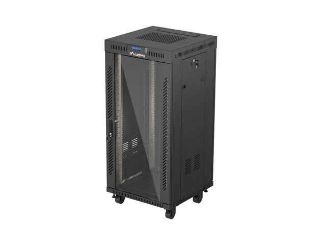 Lanberg Rack Cabinet 19" Free-Standing 24u 600x600 Flat Pack With Glass Door Lcd Negro V2