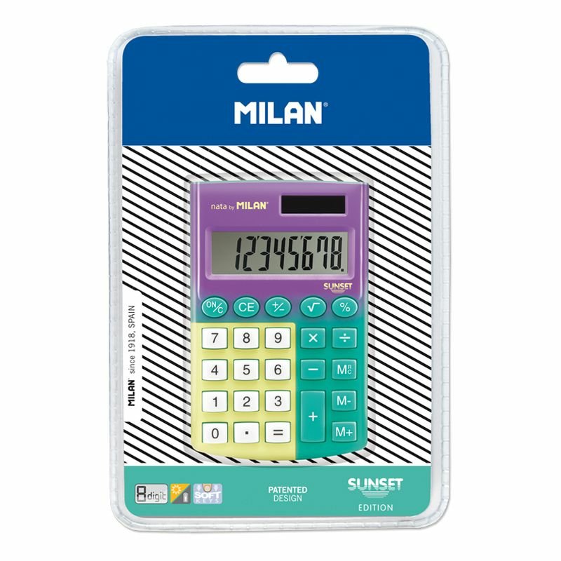 Milan Calculadora Pocket Sunset 8 Digitos Turquesa-Amarillo Blister