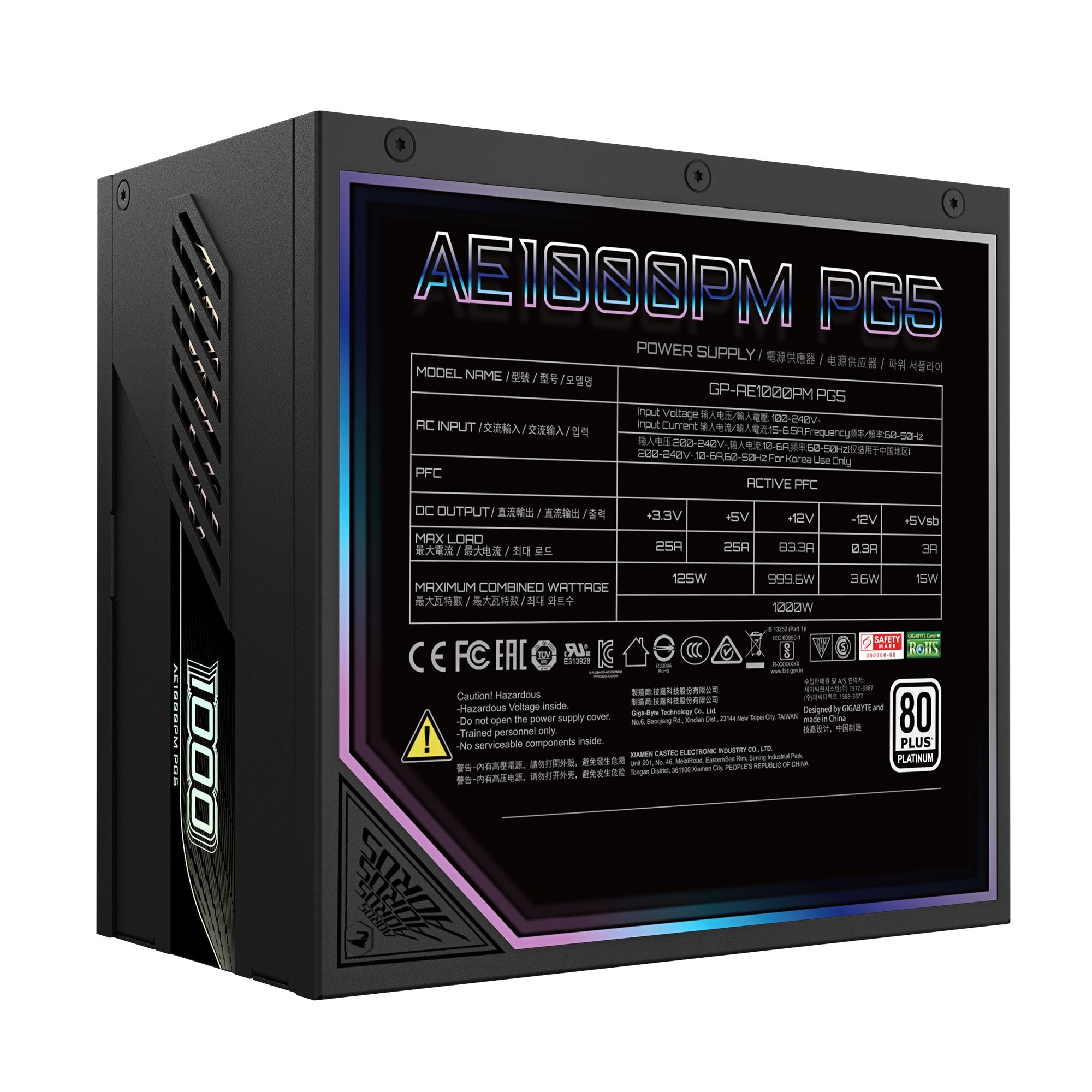 EAN 4719331554521 - GIGABYTE AORUS ELITE P1000W unidad de fuente de alimentación 1000 W 20+4 pin ATX Negro imagen 7