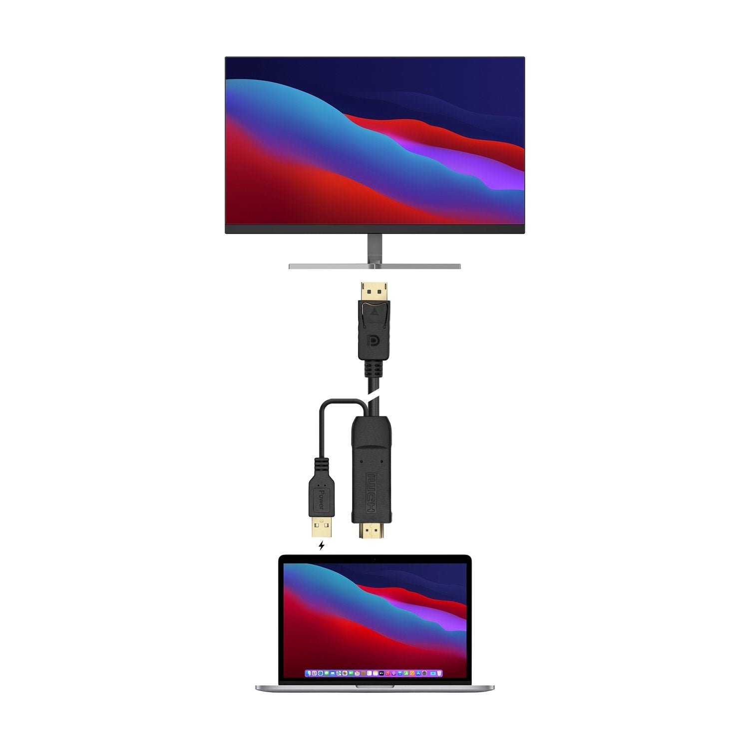 Aisens Cable Activo Hdmi 2.0 + Usb Alim. A Displayport V1.2 - Hdmi/M-Usb/M-Dp/M - 1.80m - Negro