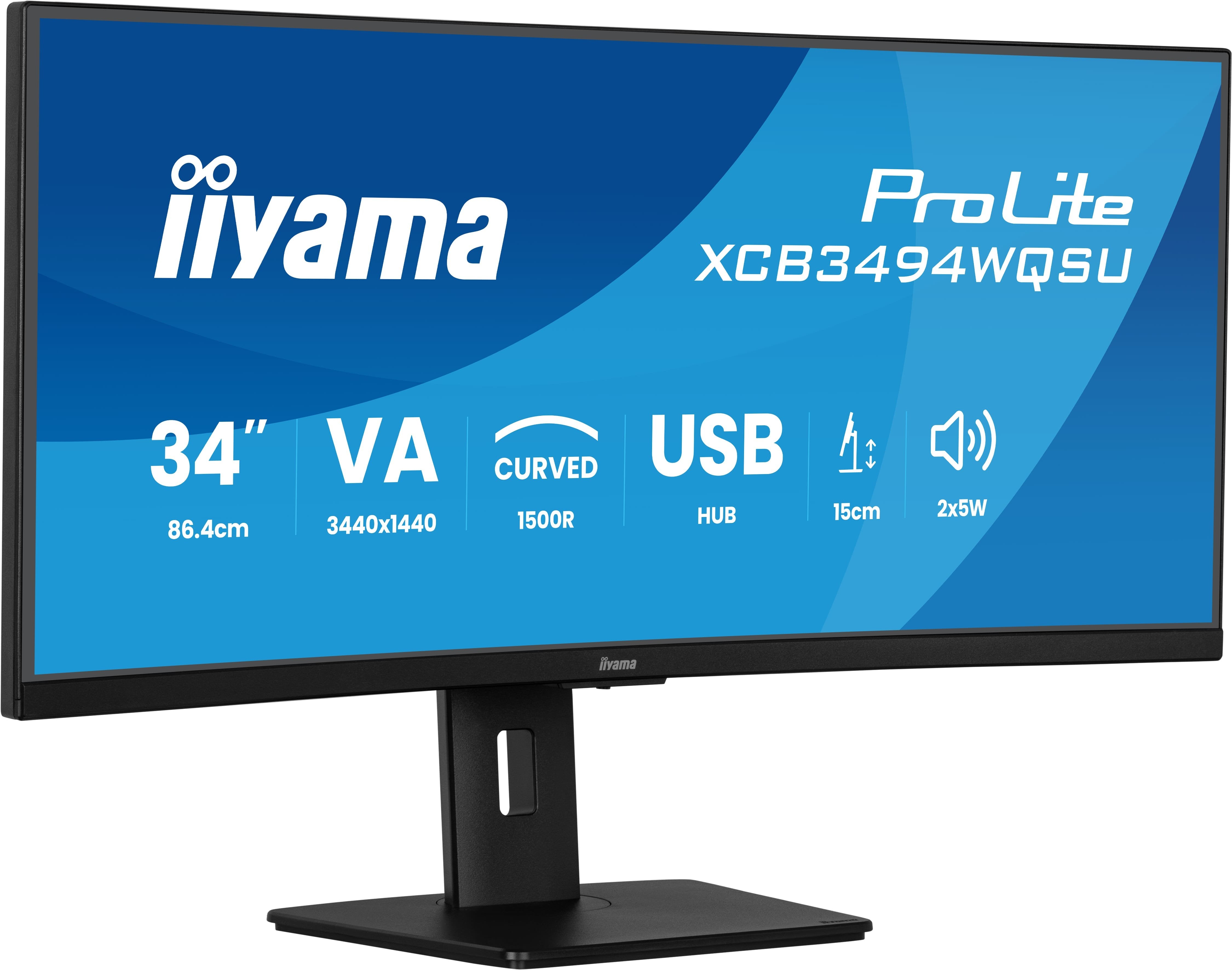 Monitor Iiyama Prolite Xcb3494wqsu-B1 Led 34 "Negro (Matt), Wqhd, Va, Curvado, Amd Freesync Premium, Panel De 120hz Xcb3494wqsu-B1