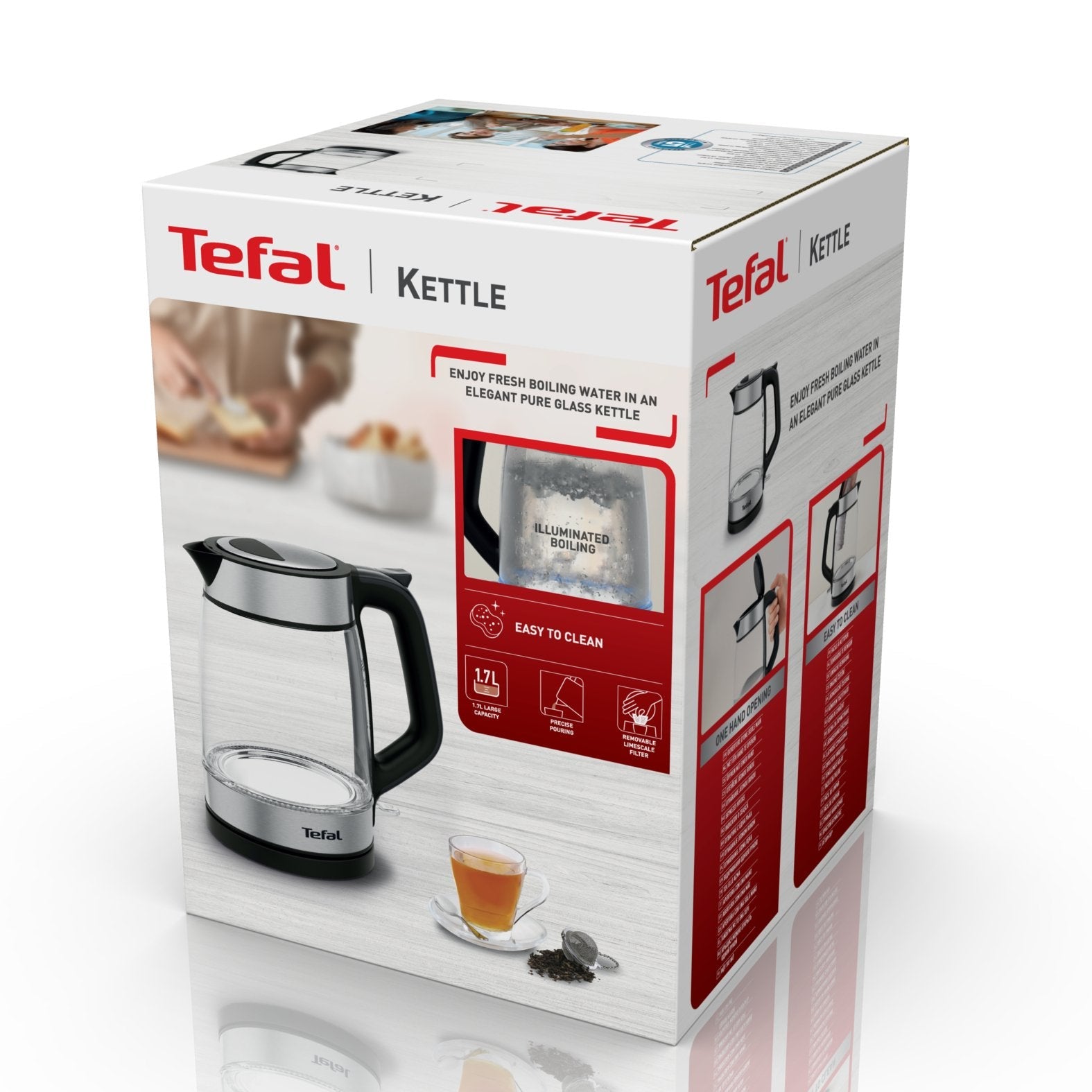 EAN 3045387293529 - Tefal Glass Kettle KI605830 tetera eléctrica 1,7 L 2200 W Negro, Plata, Transparente imagen 10