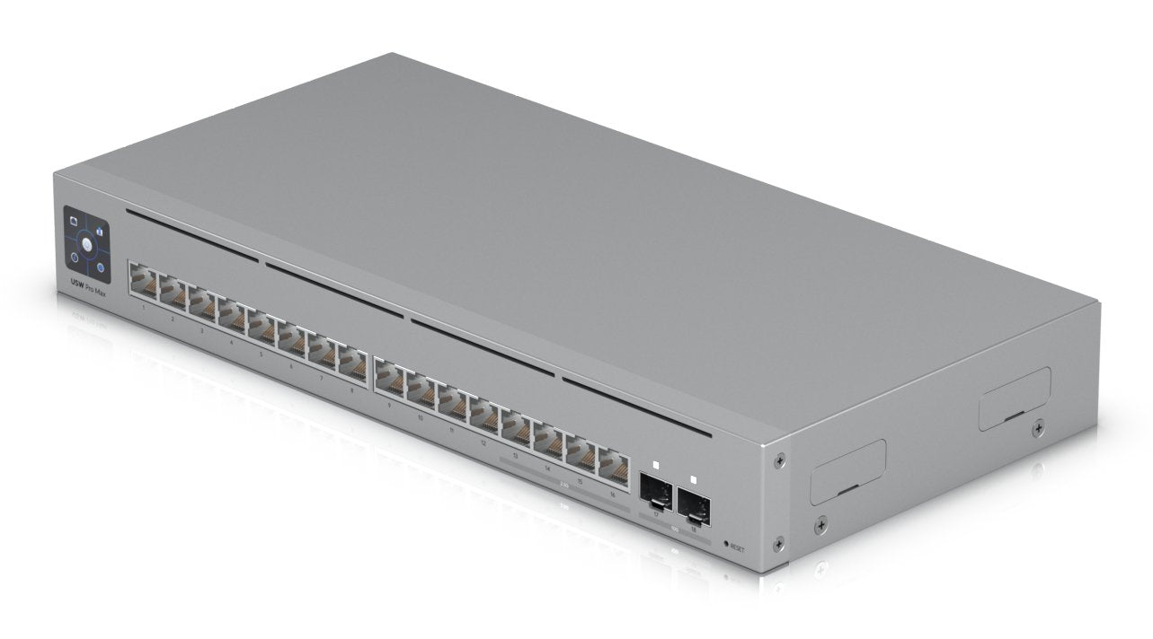 Ubiquiti Usw-Pro-Max-16 Switch Etherlighting Capa 3 Con 4x 2.5gbe, 12xgbe Y 2x Sfp+ 10gb. Montaje En Sobremesa, Pared Y Rack (Requiere Accesorio De Montaje). Sistema De RefrigeraciÓ N Silencioso Y Sin