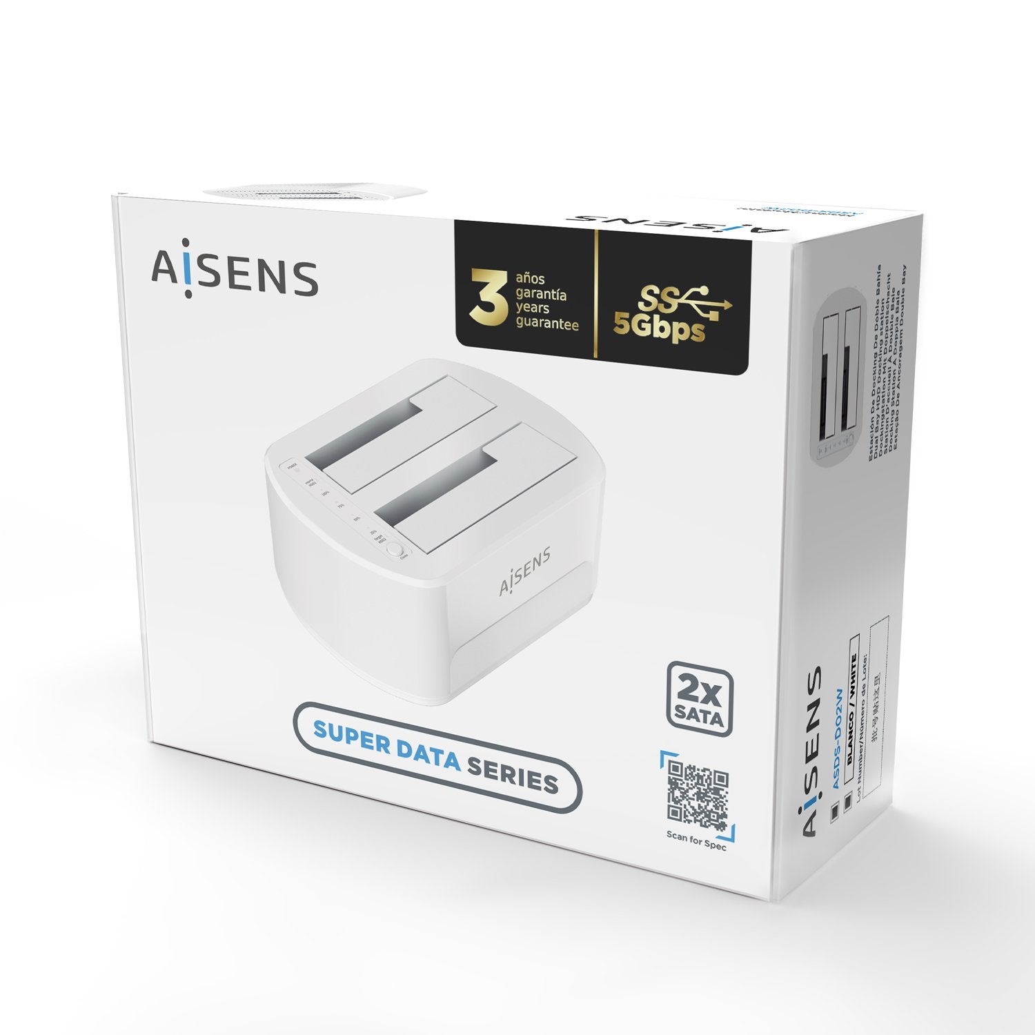 Aisens Docking Station Para Discos Duros Usb 3.0/3.1 Gen1 - Clone - Blanco