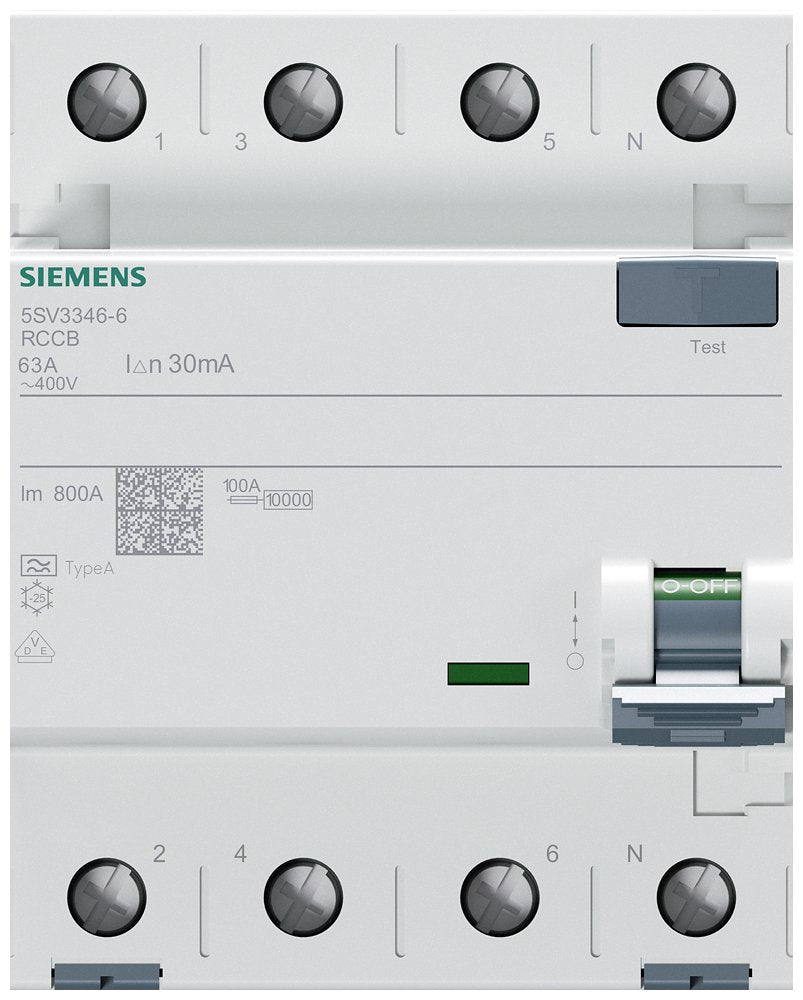 Siemens Fi-Interruptor 4x63a 5sv33466 Tipo A 63a 3+N-Pol 30ma 400v 4te