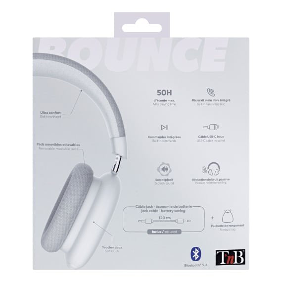 Tnb Bounce - Auricular Inalámbrico Bluetooth - Blanco Y Gris