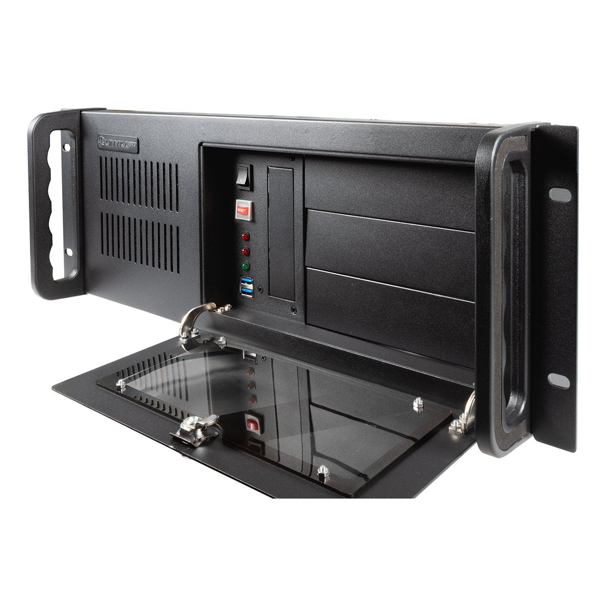 Caja Pc Unykach 19 4u Uk 4229 Evo Forntal Con Puerta De Seguridad Filtro Antipolvo Usb 3.0 Sin Fuente De Alimentación