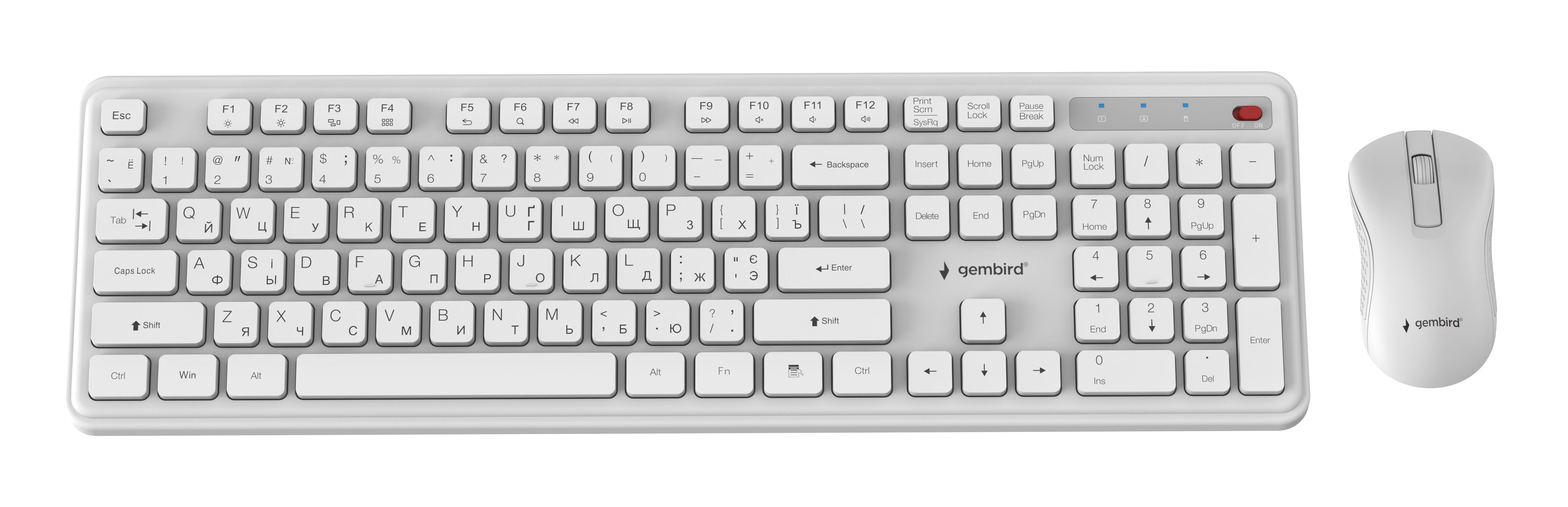 Keyboard +Mouse Wrl Cyrillic/Wh Kbs-Wps-01-W-Cyrl Gembird