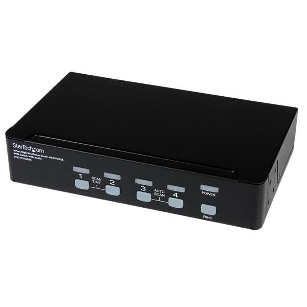 Startech.Com Conmutador Switch Kvm De 4 Puertos De Vídeo Dvi Con Doble Enlace - Audio Usb 2.0