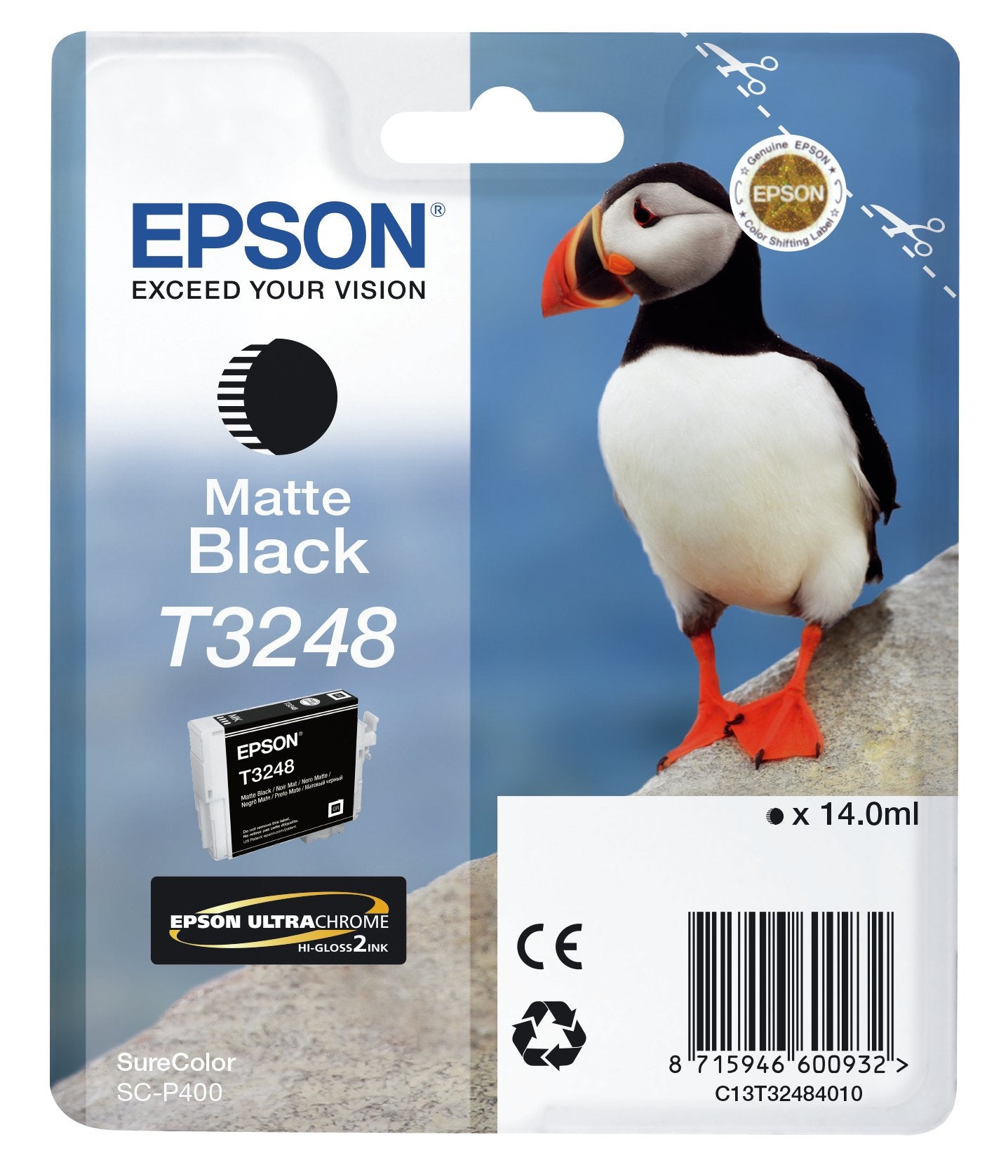 Tinta Original Epson T3248 Negro Mate , 14ml , Puffin , Para Surecolor Sc-P400