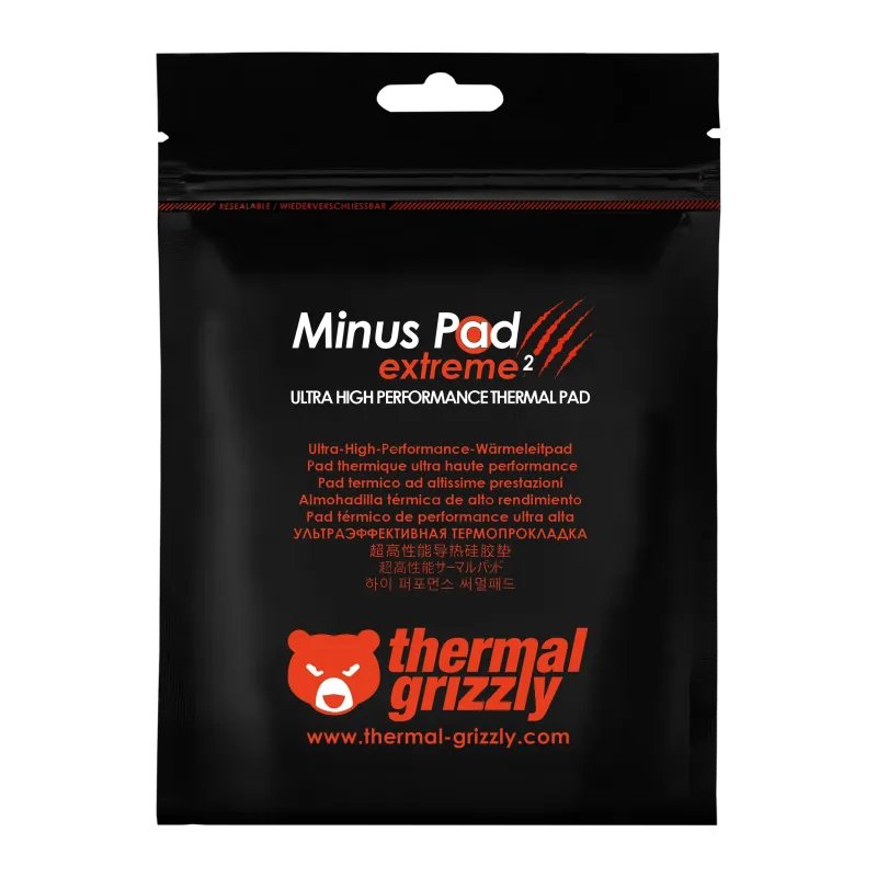 Thermal Grizzly Minus Pad Extreme 2 - 100x 100x 1.0mm, Almohadillas Térmicas Grises Tg-Mp-E2-100-100-10