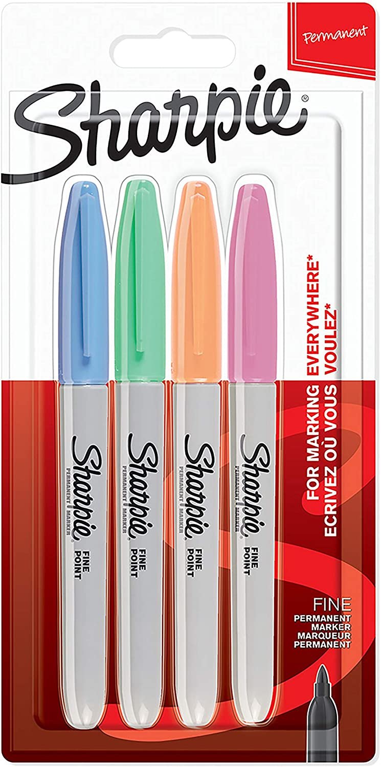 Sharpie Marcador Permanente Fine 0,9mm Surtidos Pastel Punta Redonda Blister -4u-