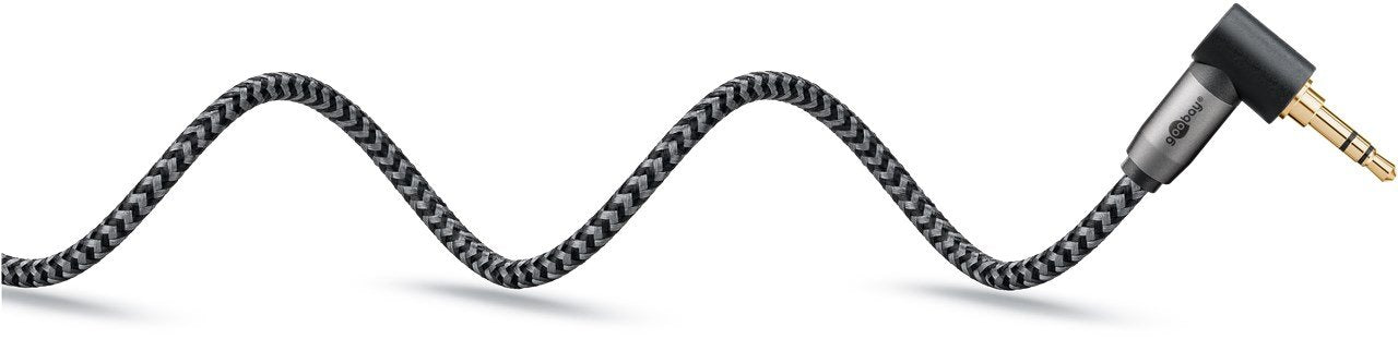 Cable Audio Stereo Minijack 3.5 M/M 0,50m 90º Flexiplus Nylon Goobay