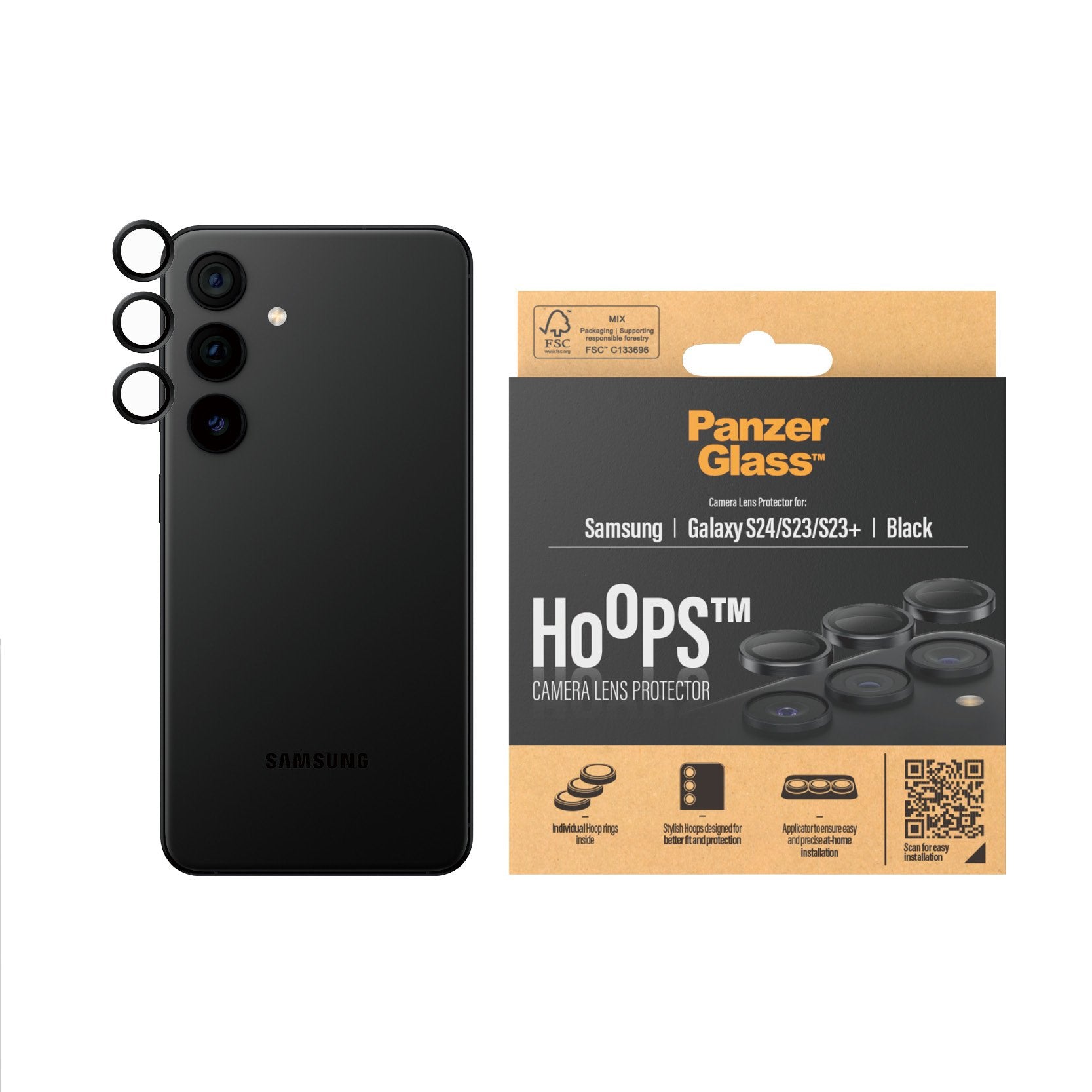 EAN 5711724012075 - PanzerGlass ® Hoops® Camera Lens Protector Black Samsung Galaxy S24 | S23 | S23+ Protector de pantalla 1 imagen 2