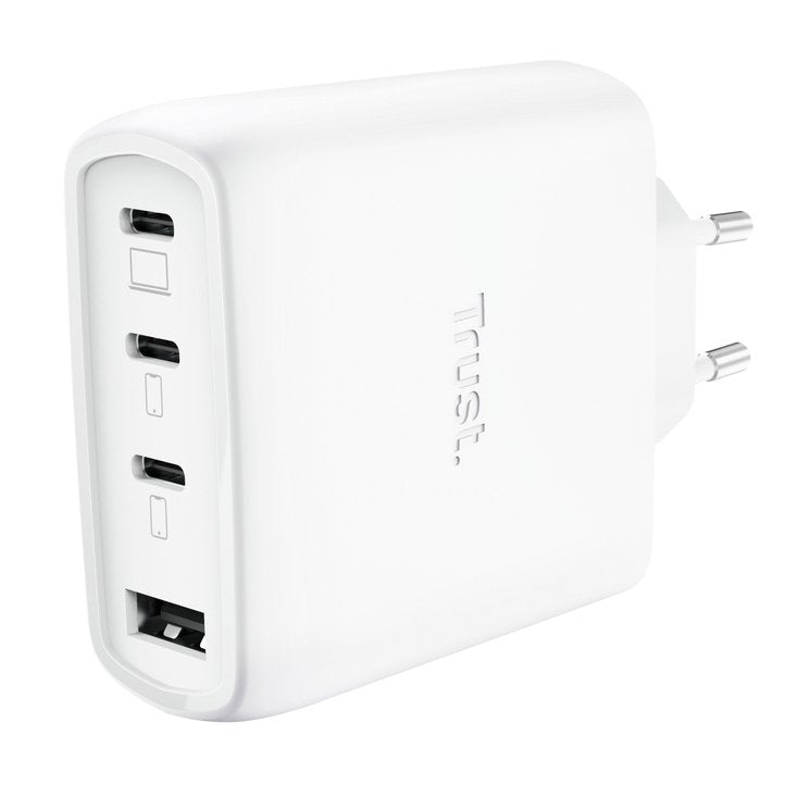 Cargador De Pared Gan Trust Maxo 65w 26068 3xusb Tipo-C 1xusb Incluye Cable Usb Tipo-C 65w