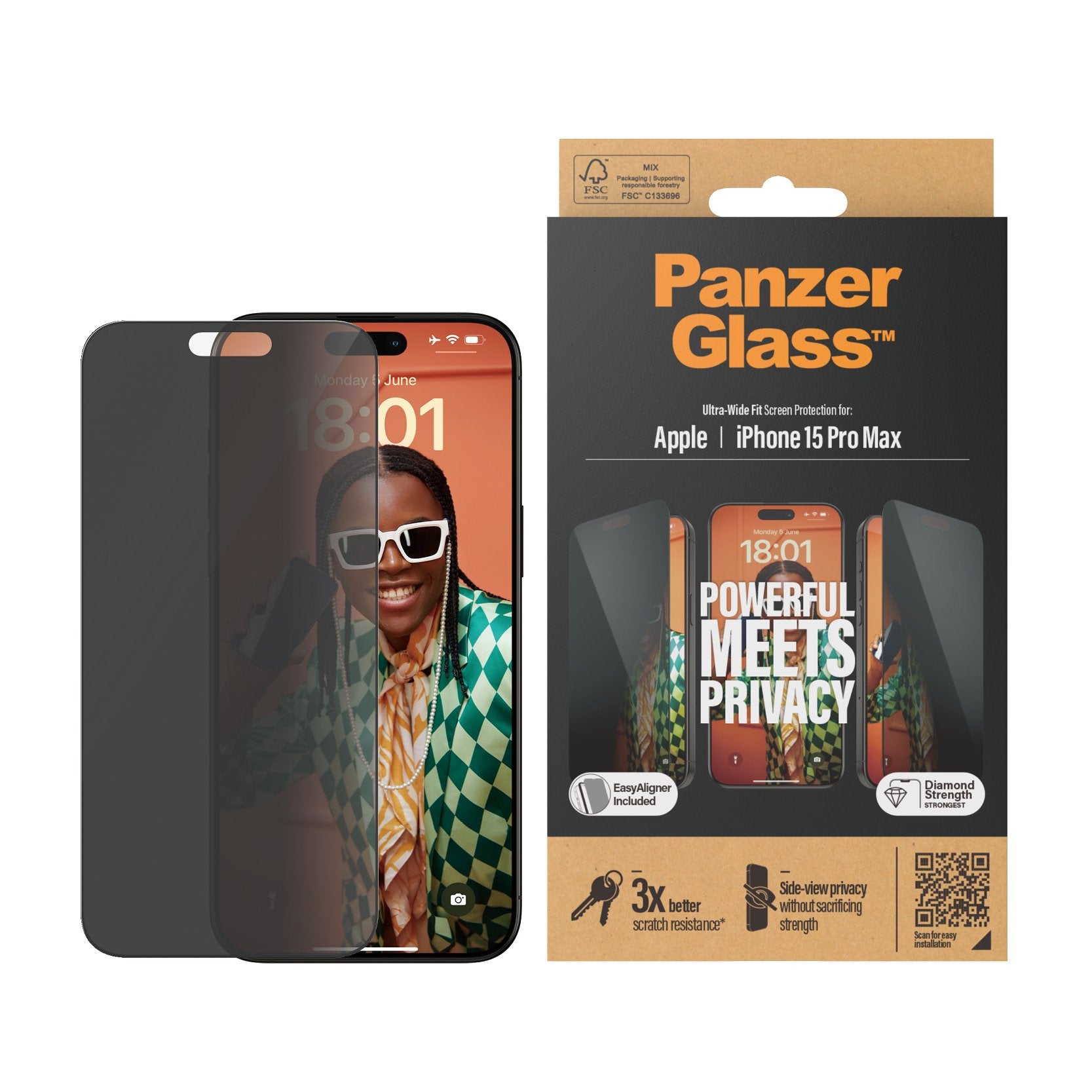 EAN 5711724128127 - PanzerGlass ® Privacy Screen Protector iPhone 15 Pro Max | Ultra-Wide Fit w. EasyAligner Protector de pan imagen 2
