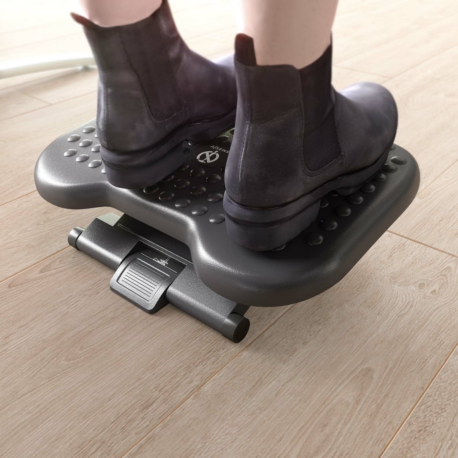 Aisens Reposapiés Inclinable Y Altura Ajustable, Negro