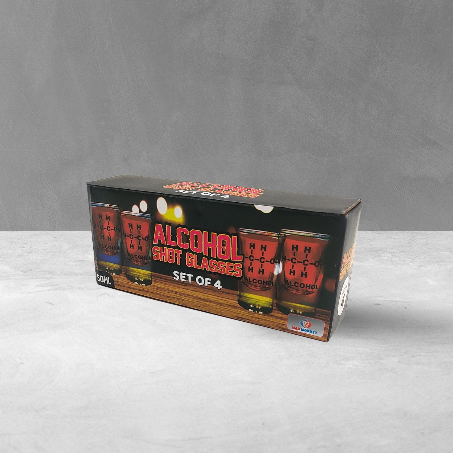 Mad Monkey - Vasos De Chupito Con Alkohol-Formel (4er Set)
