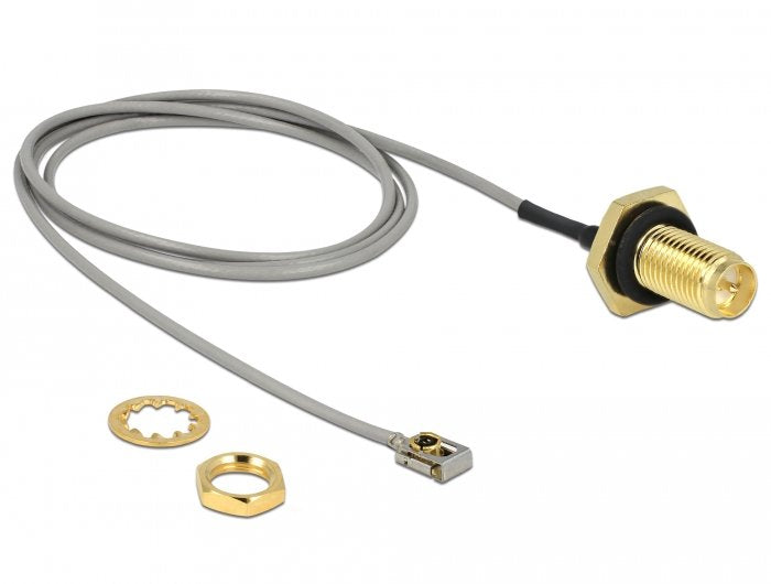 Delock Antennencable Rp-Sma Buchse Zum Einbau Zu Mhf I Lk Stecker 1.13 50 Cm Gewindelnge 10 Mm Spritzwassergeschtzt