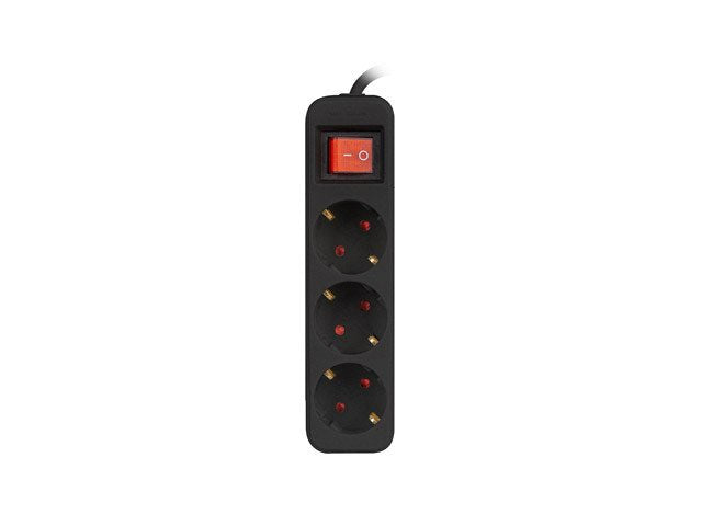 Regleta Lanberg 3 Tomas Schuko Con Protecion Negra 1.5m