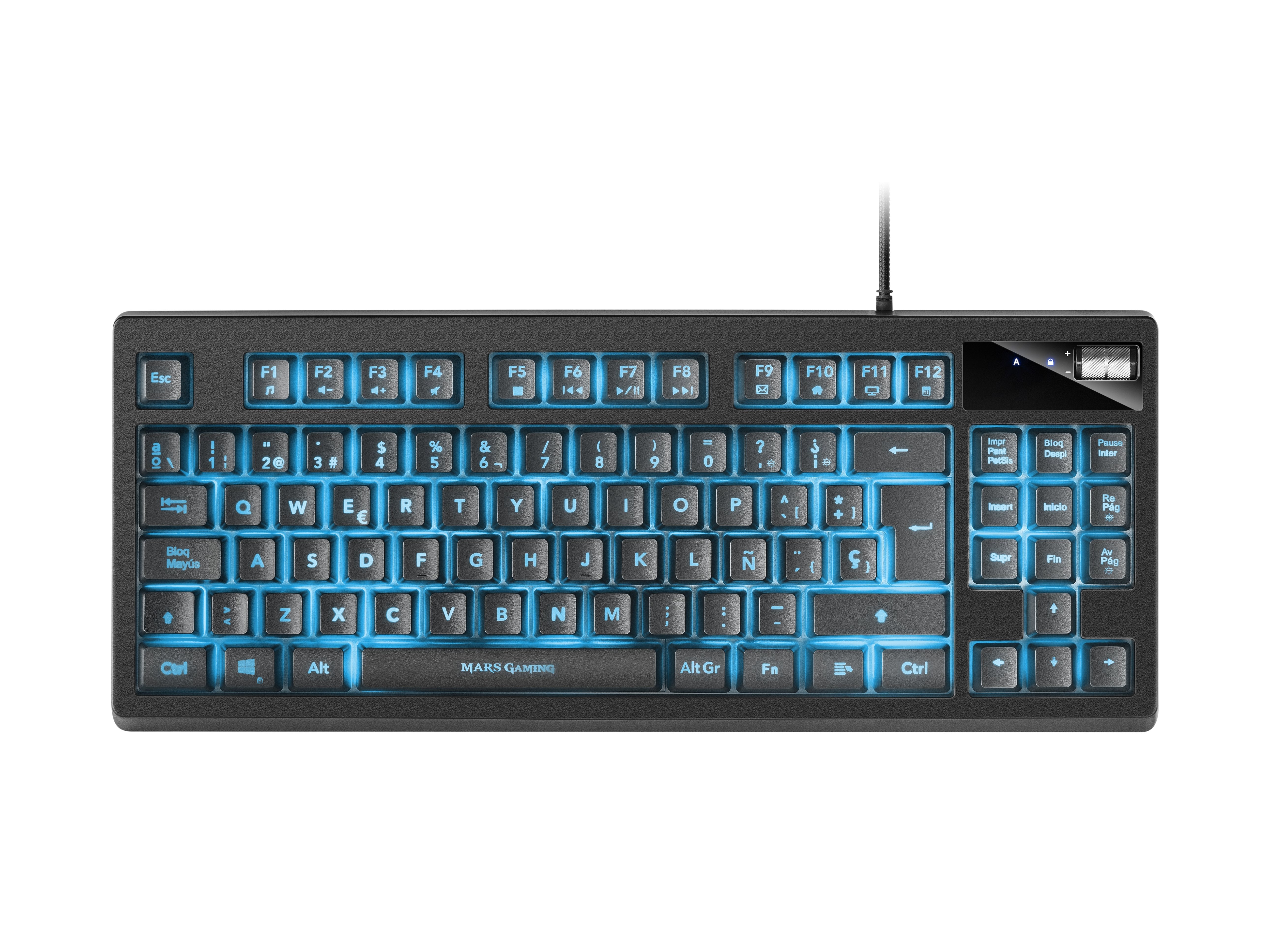 Teclado Español Mars Gaming Mkaxes Tkl H-Mech Iluminación Rgb 9 Efectos Reposamuñecas Gel Negro