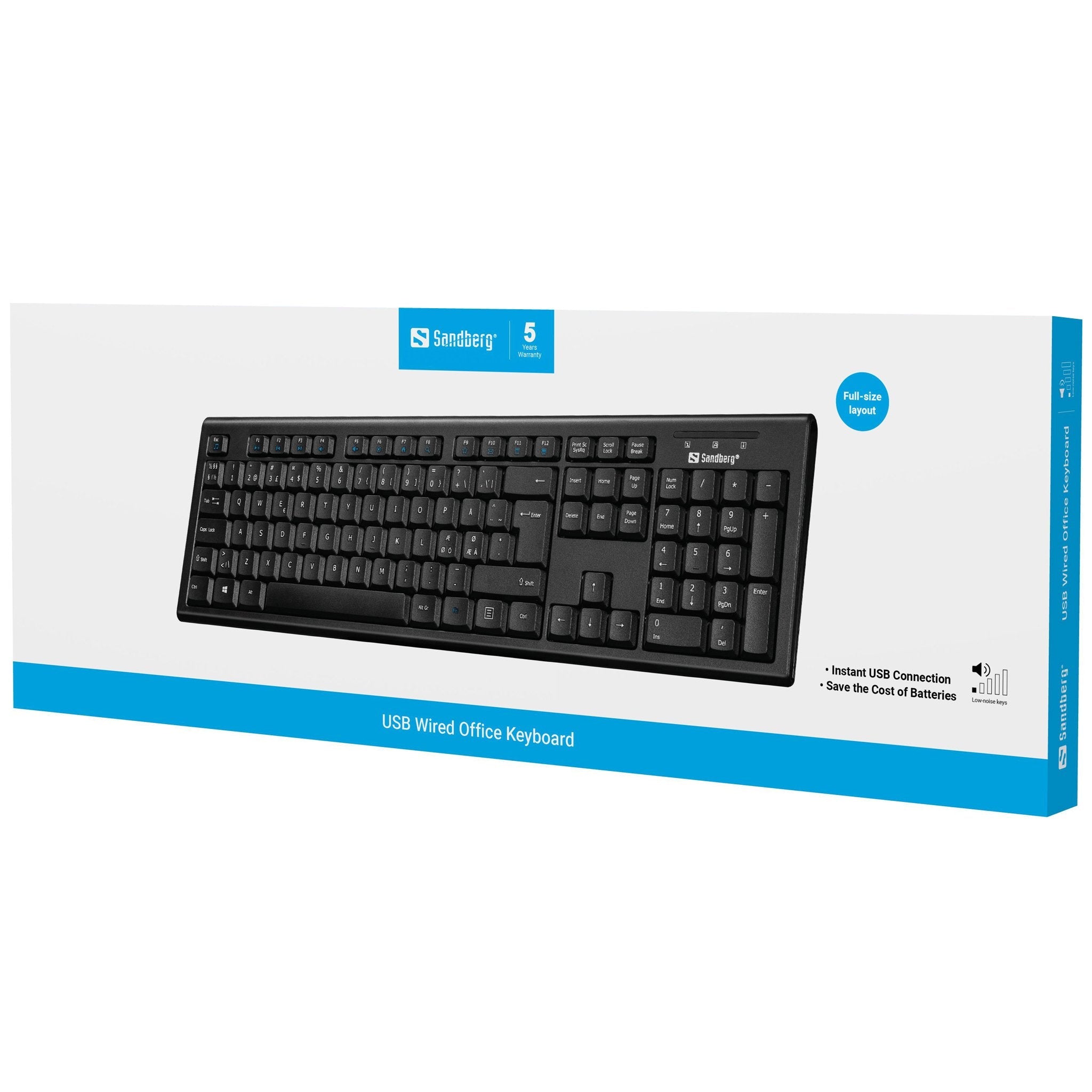 Sandberg 631-10 Teclado Oficina Qwerty Nórdico Negro