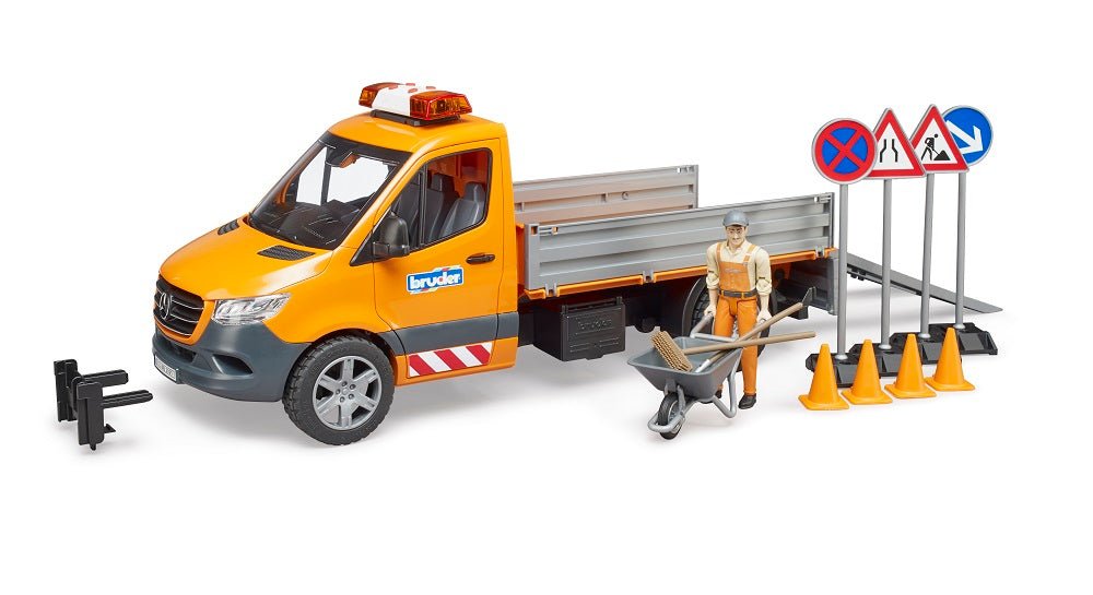 Bruder Mb Sprinter Municipal Con Módulo De Luz Y Sonido, Naranja, Incluido Conductor Y Accesorios 2677