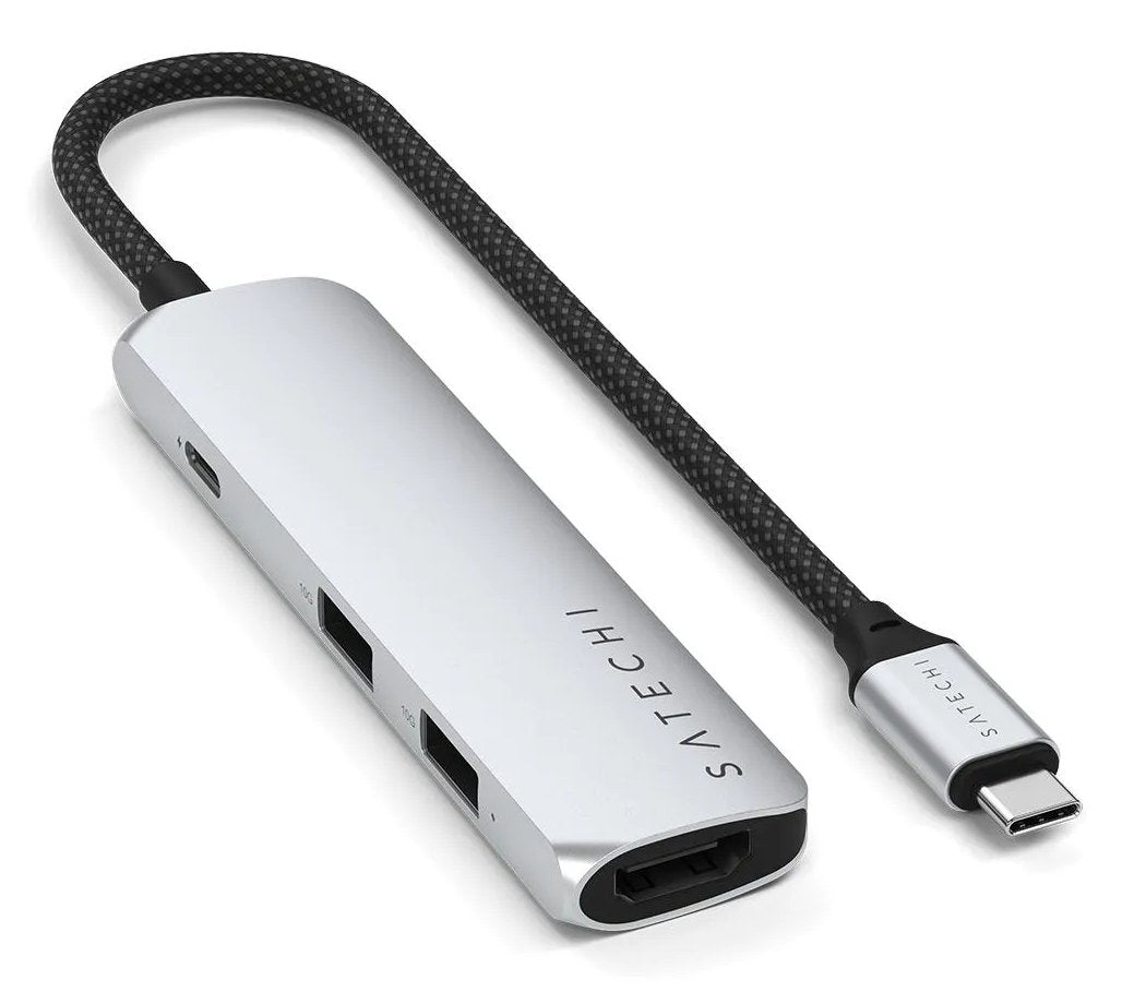 Satechi 4-W-1 Usb-C Slim Multiport 4k Usb-C (Usb-C, 4k Hdmi, 2x Usb-A) (Srebrny)