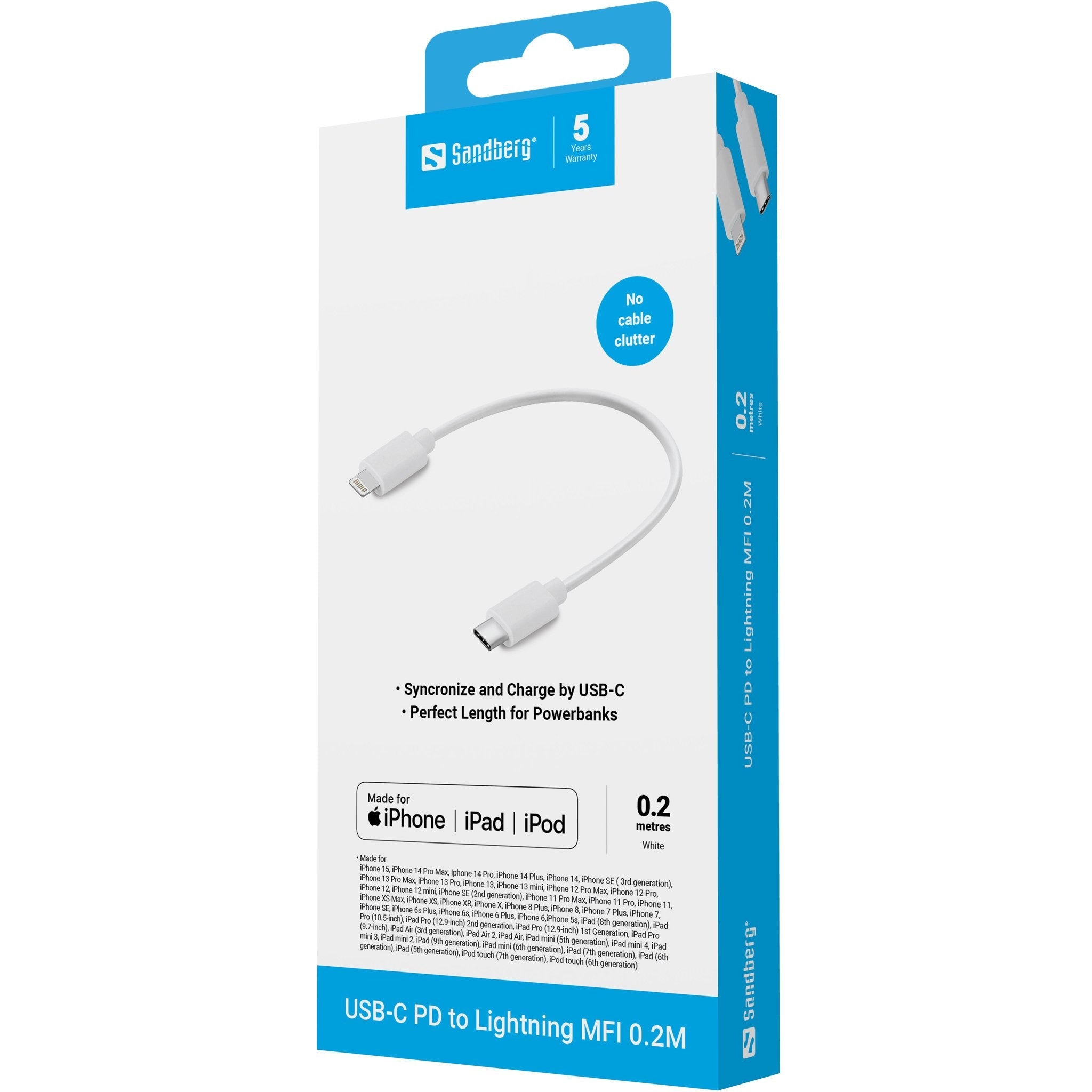 EAN 5705730136719 - Sandberg 136-71 cable de conector Lightning 0,2 m Blanco imagen 2