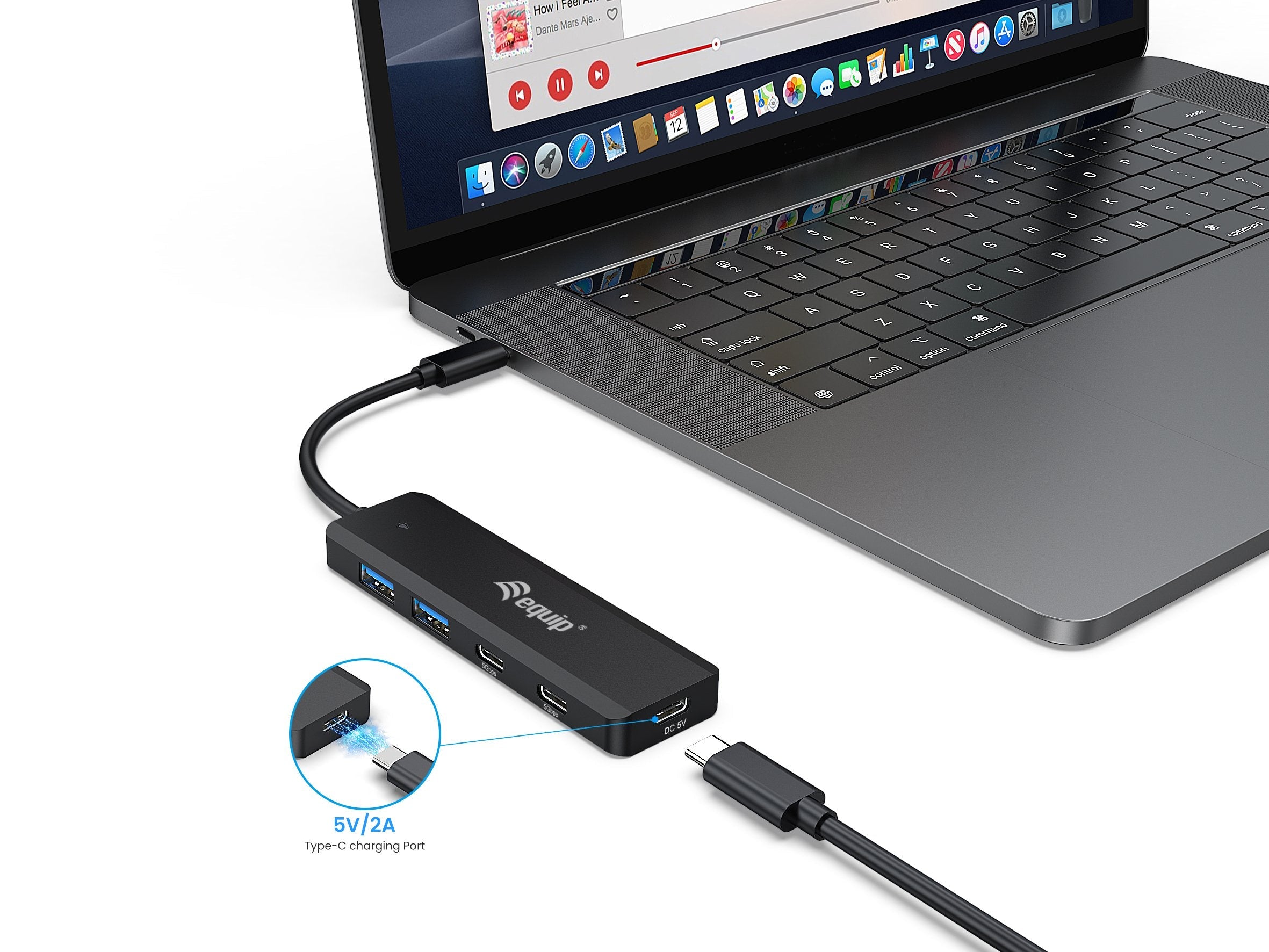 Equip Hub Usb De 4 Puertos 3.2 C->2x Usb-C, 2x Usb-A O Interruptor De Fuente De Alimentación