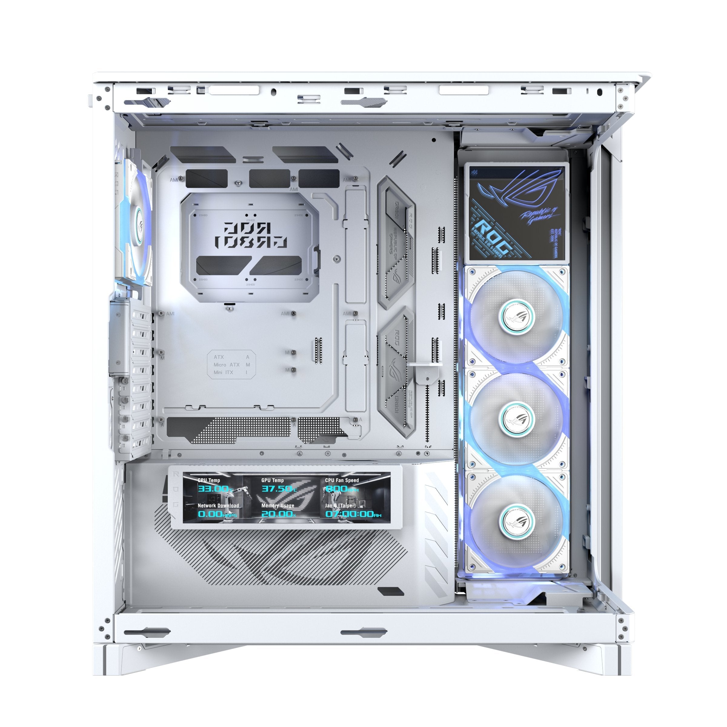 Asus Rog Cronox Gr801 Curve Tg Argb White Midi Tower Blanco