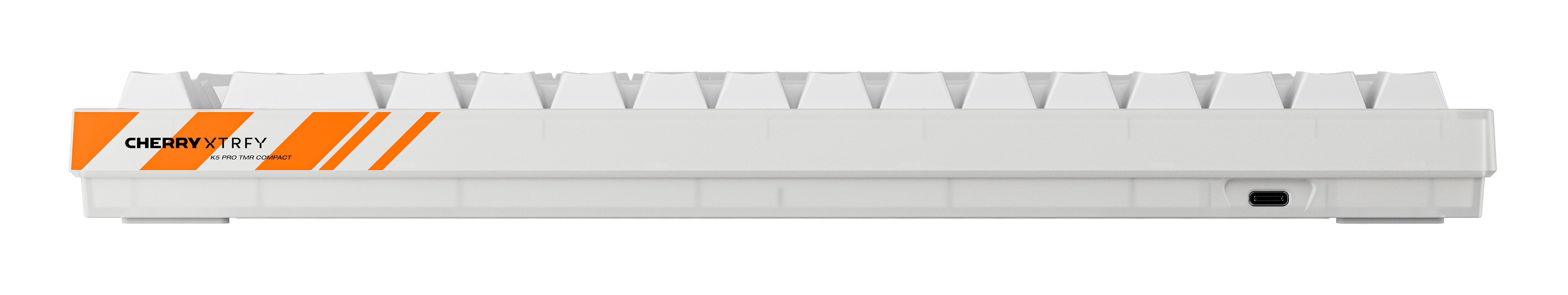 Cherry K5 Pro Tmr Compact, Con Cable, Usb, Mechanischer Switch, Azerty, Rgb-Led, Naranja, Blanco