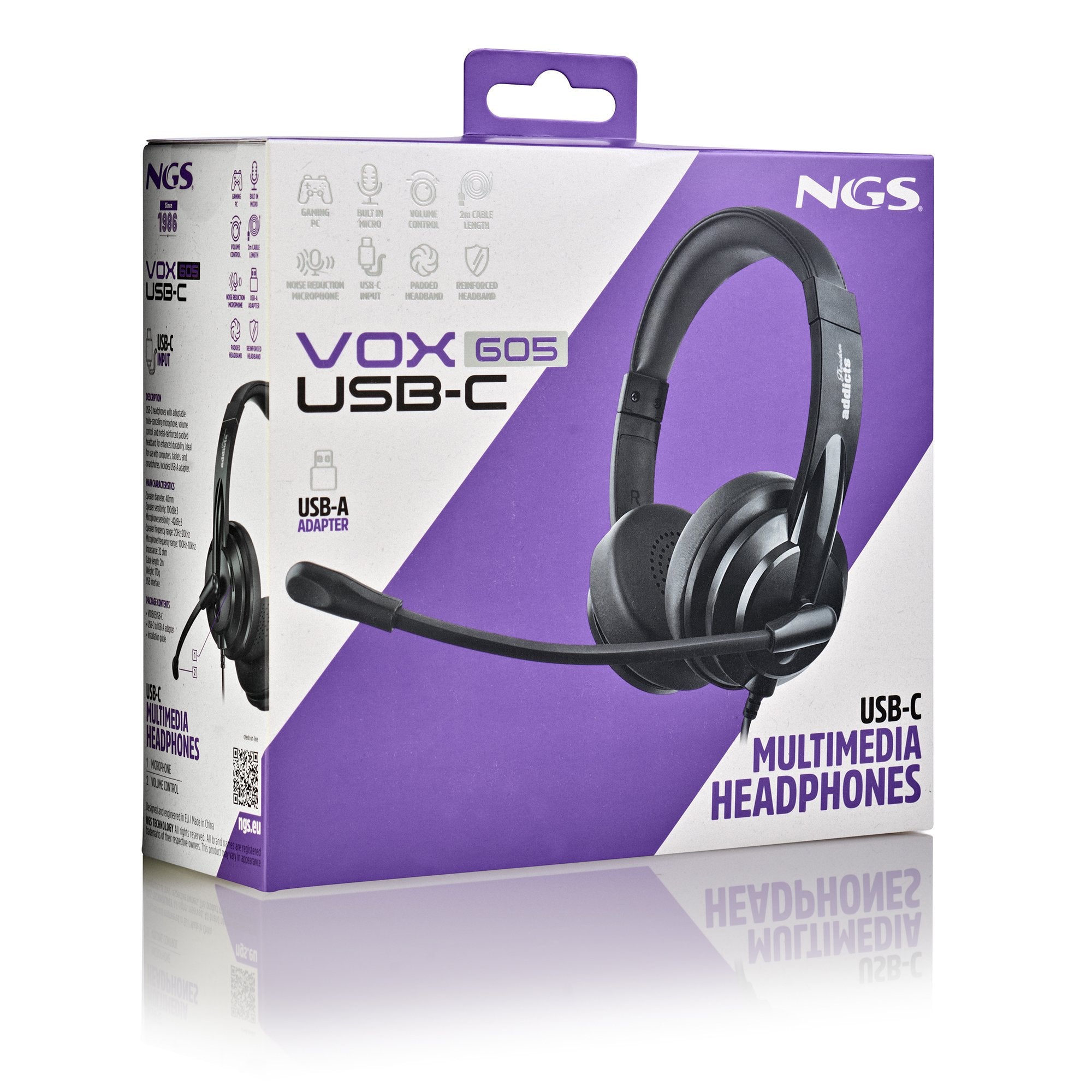 EAN 8435430626667 - NGS VOX605 USB-C Auriculares Alámbrico Diadema Llamadas/Música USB Tipo C Negro imagen 5