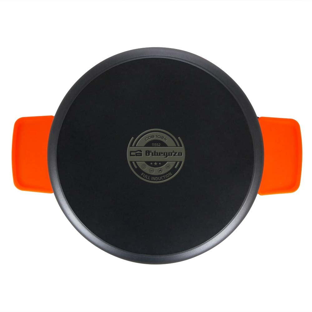 Orbegozo Cdb Cacerola Baja Serie 2.8l - Aluminio Fundido Indeformable - Asas De Silicona - Tapa De Cristal Templado -