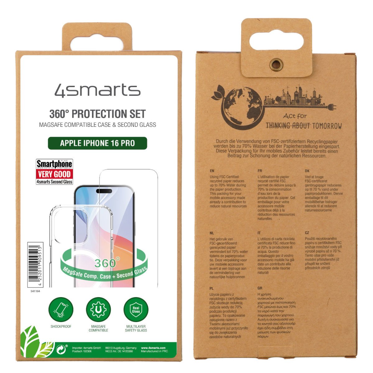 4smarts 360° Premium Protection Set Para Apple Iphone 16 Pro Magsafe-Kompatibel