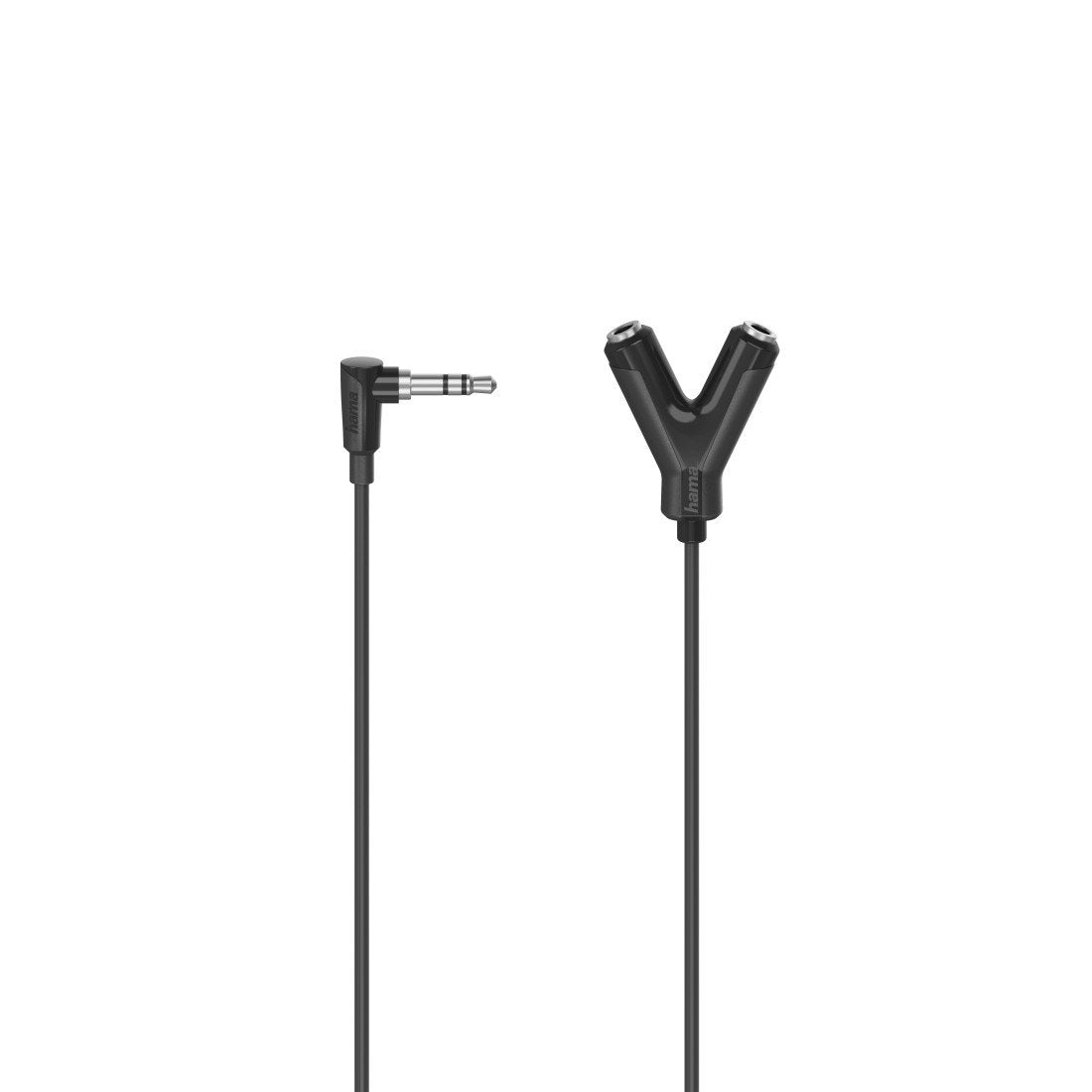 Adaptador Jack Hama 00205190 De Conector Jack 3.5 Mm 90º A 2 Enchufes Jack 3.5 Mm 0.2 M Negro