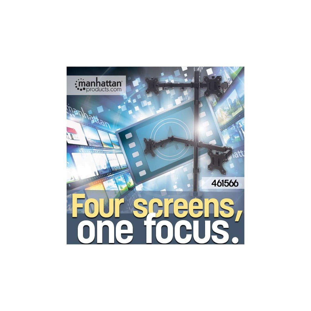 Manhattan Soporte Para Cuatro Monitores, Brazos De Doble Articulación 13" A 32", Hasta 8 Kg