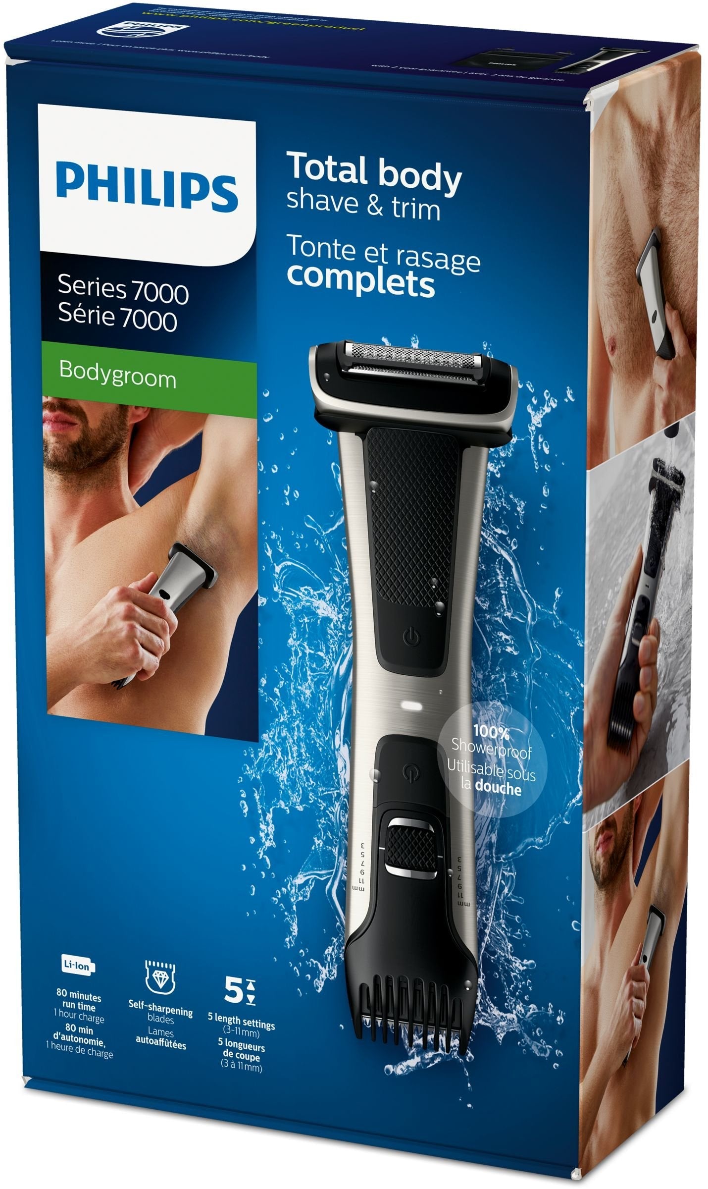 Shaver For Body Philips Bodygroom Bg7025/15 (Black Color)