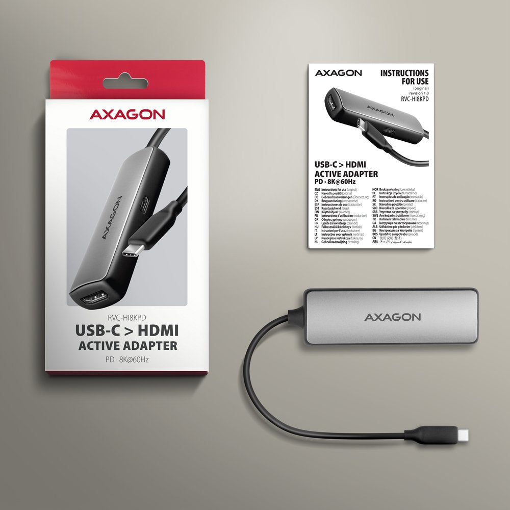 EAN 8595247908773 - Axagon RVC-HI8KPD, USB-C -> HDMI 2.1 redukce / adaptér, 8K/60Hz, 4K/144Hz, HDR10+, PD100W 0,16 m USB Tipo imagen 7