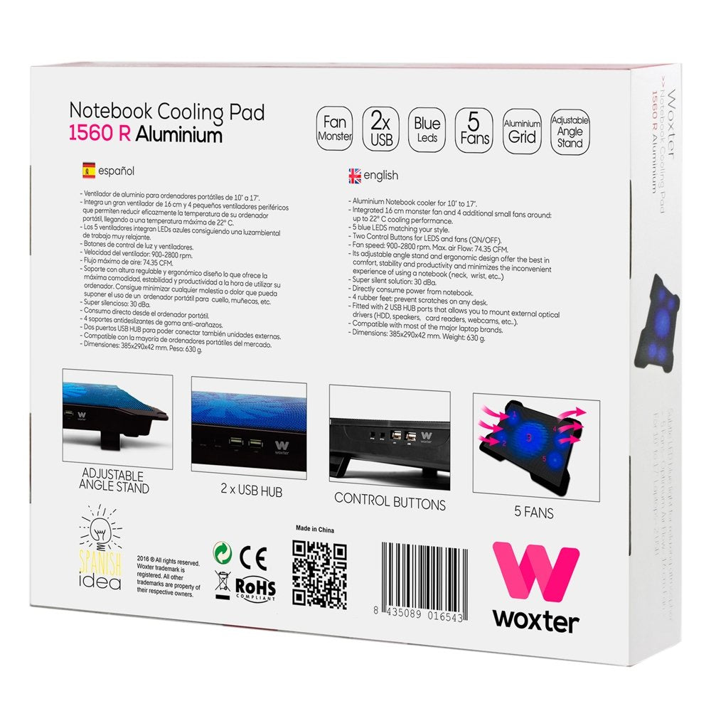 Woxter Base Refrigeradora Para Portatil Led Azul Hasta 17"